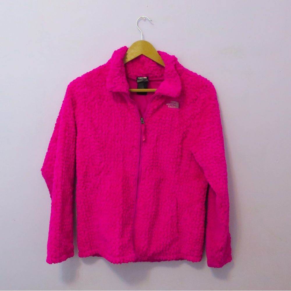 The North Face Girl’s Furry Fleece Jacket in Pink, large (14/16)